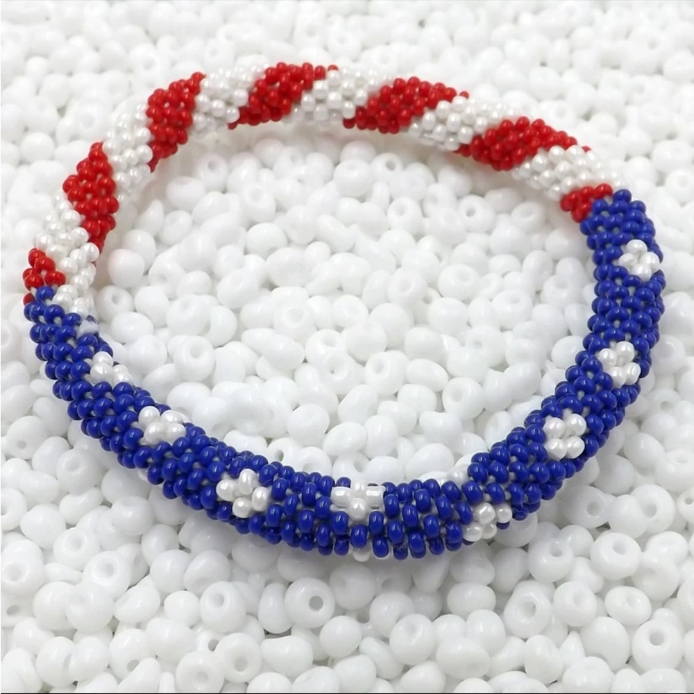 USA 4th of July Beaded Bracelet